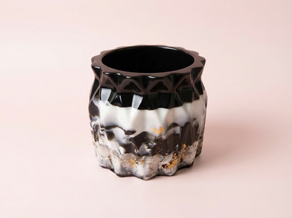 The Faceted Vanity Canister — Noir Marble + Gilded Flake