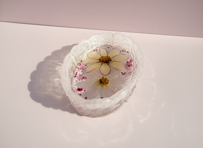 Pressed Flower Resin Trinket Tray | Soft Purples