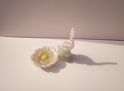 Elephant Ring Holder + Blush Flower Dish (Set)