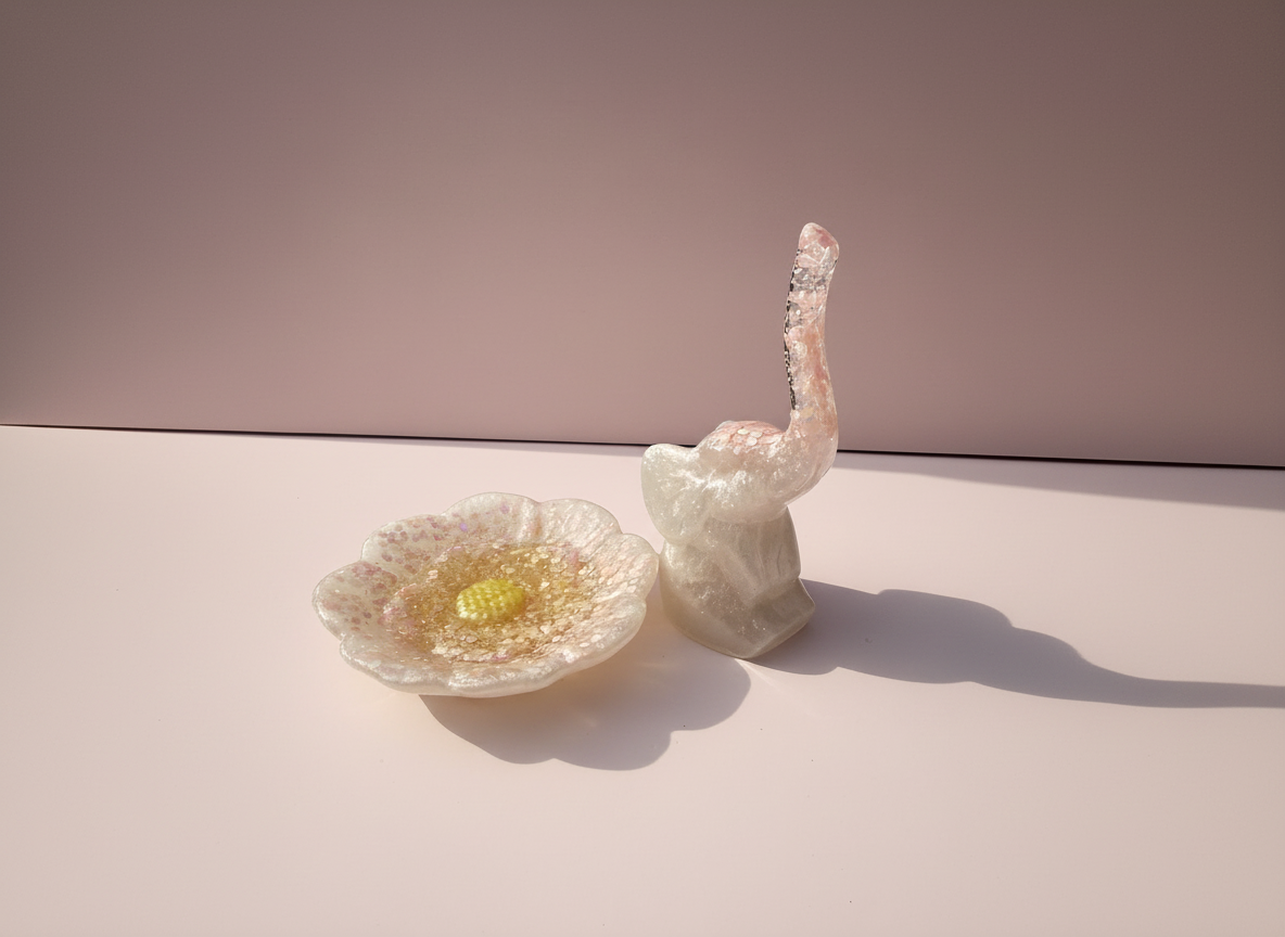 Elephant Ring Holder + Blush Flower Dish (Set)
