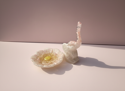 Elephant Ring Holder + Blush Flower Dish (Set)