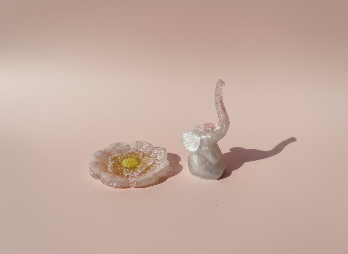 Elephant Ring Holder + Blush Flower Dish (Set)