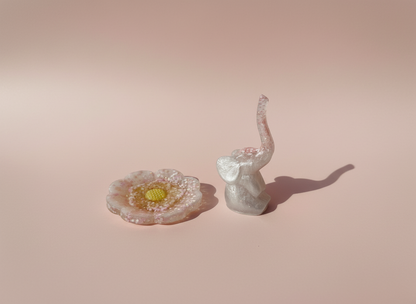 Elephant Ring Holder + Blush Flower Dish (Set)