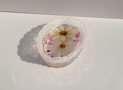 Pressed Flower Resin Trinket Tray | Soft Purples