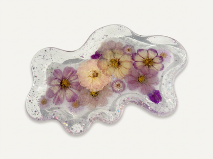 Wavy Pressed Flower Resin Jewelry Tray – Purple All Day