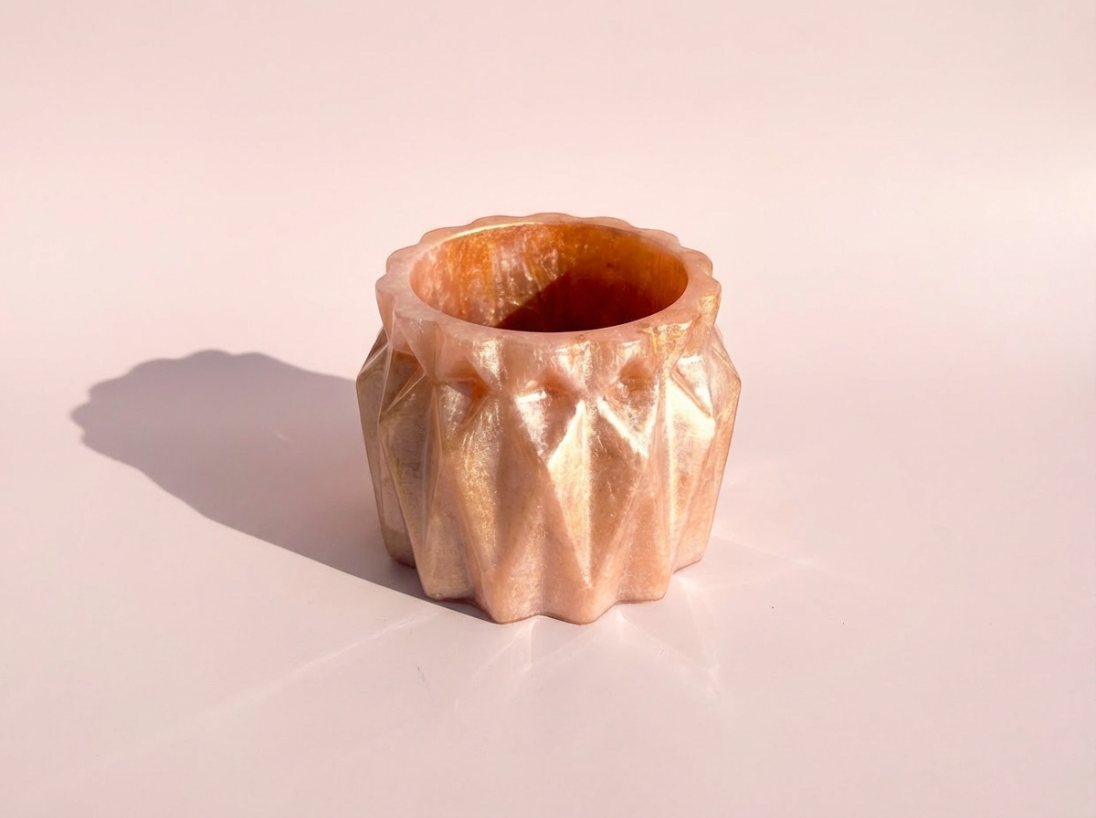 The Faceted Vanity Canister — Blush Pink + Gold