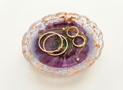 Pressed Flower Resin Trinket Tray | Passionate Purple